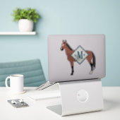 Aangepast monogrammed Bay Akhal Teke Horse Silhoue Sticker (Laptop op bureau)