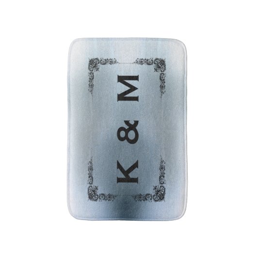 Aangepast monogrammed Blue Grey Swirl Badmat (Voorkant Verticaal)