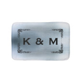 Aangepast monogrammed Blue Grey Swirl Badmat (Voorkant)