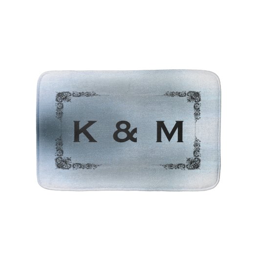 Aangepast monogrammed Blue Grey Swirl Badmat (Voorkant)