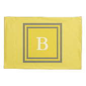 Aangepast monogrammed grijs en geel kussensloop (Achterkant)