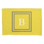 Aangepast monogrammed grijs en geel kussensloop (Voorkant)