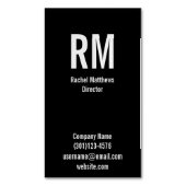 Aangepast monogrammed grijs en zwart visitekaartje magneet (Voorkant Verticaal)