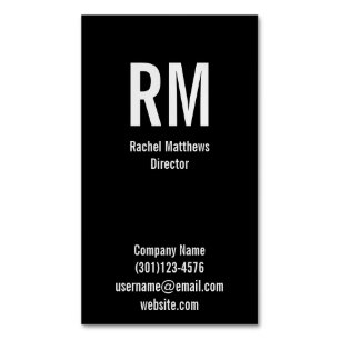 Aangepast monogrammed grijs en zwart visitekaartje magneet