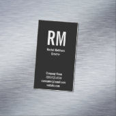 Aangepast monogrammed grijs en zwart visitekaartje magneet (Voorbeeld)