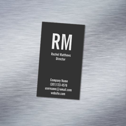 Aangepast monogrammed grijs en zwart visitekaartje magneet (Voorbeeld)