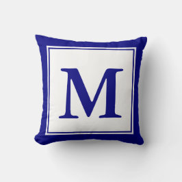 Aangepast monogrammed Navy Blue en White Kussen