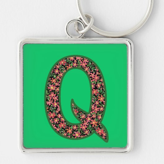 Aangepast monogrammed Q-Sleutelhanger, primroses-p Sleutelhanger (Voorkant)