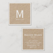 Aangepast monogrammed Rustic Kraft Vierkante Visitekaartje (Voorkant / Achterkant)
