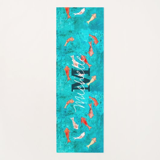 Aangepast Monogrammeer Koi Vis Vijver Yogamat (Voorkant)