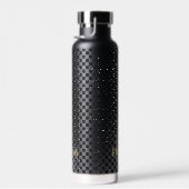 Aangepast monogrammen Modern Black Checkered Patte Waterfles (Rechts)