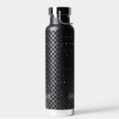 Aangepast monogrammen Modern Black Checkered Patte Waterfles (Links)