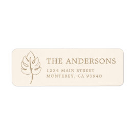 Aangepast Monstera Monogram Huwelijkslogo Etiket