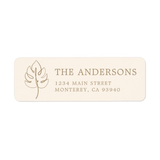 Aangepast Monstera Monogram Huwelijkslogo Etiket (Voorkant)