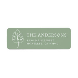 Aangepast Monstera Monogram Huwelijkslogo Etiket