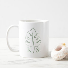 Aangepast Monstera Monogram Huwelijkslogo Koffiemok