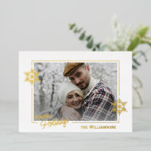 Aangepast mooi glitter Snowflakes Gold Folie Feestdagenkaart (Staand Voorkant)