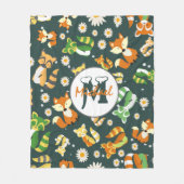 Aangepast mooi raccoons script safari navy blue fleece deken (Voorkant)