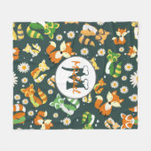 Aangepast mooi raccoons script safari navy blue fleece deken (Voorkant (Horizontaal))