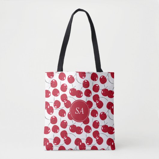 Aangepast mooi, vers Red Cherry-patroon Tote Bag (Voorkant)