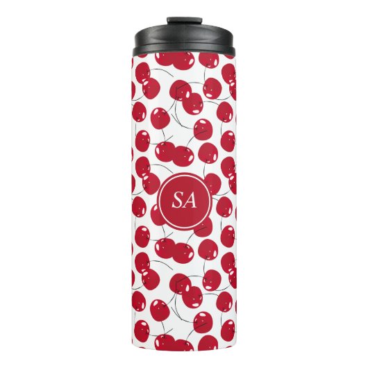 Aangepast mooi, vers rood kerspatroon thermisch thermosbeker (Voorkant)