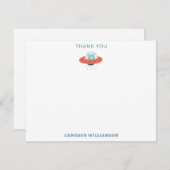 Aangepast Mooie Blauwe Buitenaardse Ruimteschip 1e Bedankkaart (Voorkant / Achterkant)