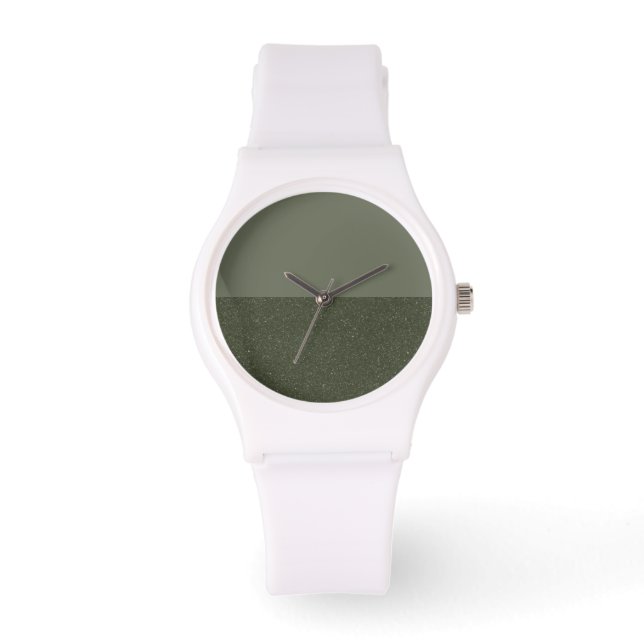Aangepast mos groen split horloge – Modern minimal (Voorkant)