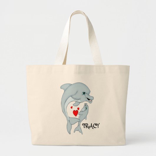 Aangepast Motherly Dolphin Love Jumbo Tas (Voorkant)