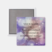 Aangepast Motivatie bericht Paarse glitter Magneet (Voorkant / Achterkant)
