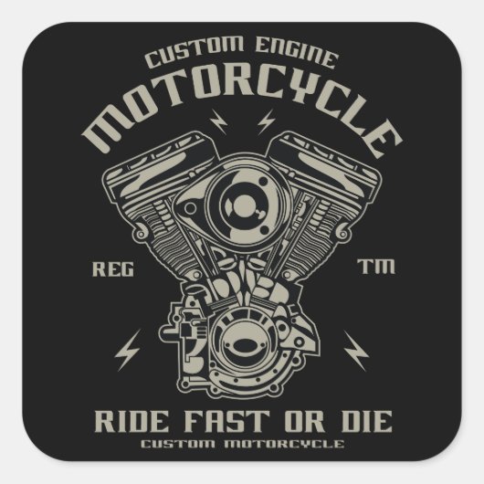 Aangepast motortoerental in de motorrijwiel, versn vierkante sticker (Voorkant)