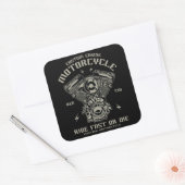 Aangepast motortoerental in de motorrijwiel, versn vierkante sticker (Envelop)