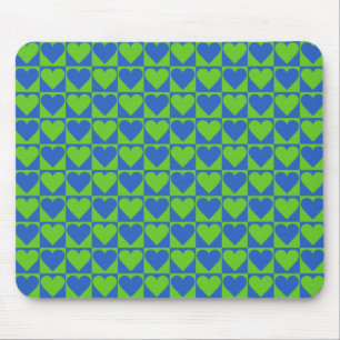 Aangepast mousepad blauw/Limoen Heart Patroon Muismat