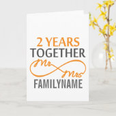 Aangepast 'Mr en Mrs' 2e trouwdag Kaart (Gele Bloem)