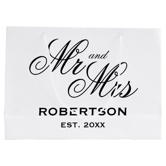 Aangepast Mr en Mrs newlyweds grote trouwcadeautas Groot Cadeauzakje (Achterkant)