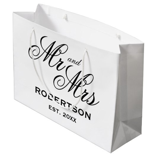 Aangepast Mr en Mrs newlyweds grote trouwcadeautas Groot Cadeauzakje (Achterkant Gekanteld)