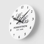 Aangepast Mr en Mrs newlyweds trouwcadeauklok Ronde Klok (Hoek)
