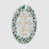 Aangepast Mr en Mrs. Ons eerste kersthuwelijk Ornament (voorkant)