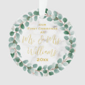 Aangepast Mr en Mrs. Ons eerste kersthuwelijk Ornament (voorkant)