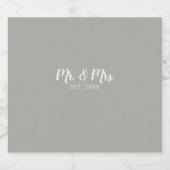 Aangepast Mr en Mrs Script Vast Wedding Sparkling Wijnetiket (Enkel label)