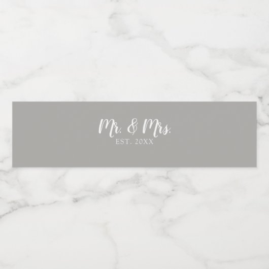 Aangepast Mr en Mrs Script Vast Wedding Waterfles Etiket (Enkel label)