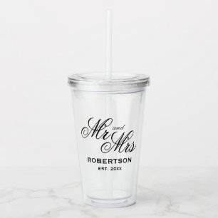Aangepast Mr. & Mrs. acryl tumbler glas voor bruil