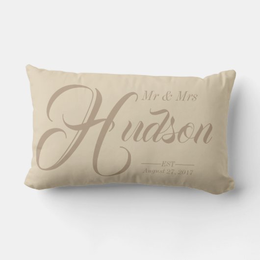 Aangepast Mr & Mrs Neutral Wedding Pillow Kussen (Achterkant)