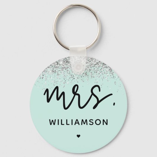 Aangepast Mrs. | Elegant Wedding Glitter Confetti Sleutelhanger (Voorkant)