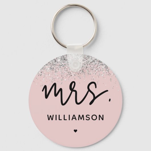 Aangepast Mrs. | Elegant Wedding Glitter Confetti Sleutelhanger (Voorkant)