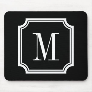 Aangepast muisblok voor Classy Monogram   Zwart-wi Muismat