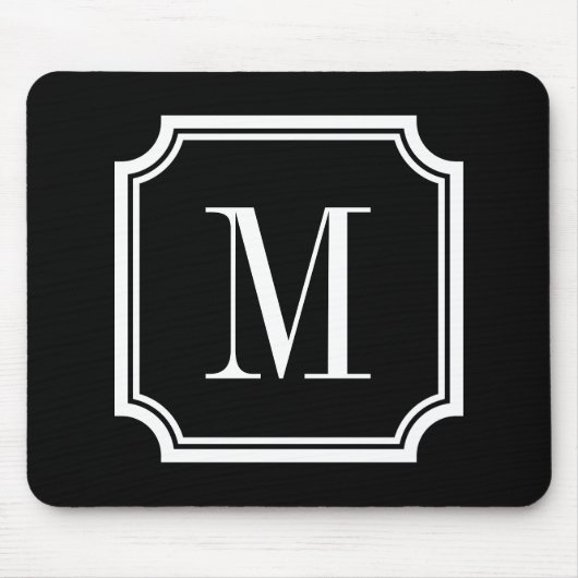 Aangepast muisblok voor Classy Monogram | Zwart-wi Muismat (Voorkant)