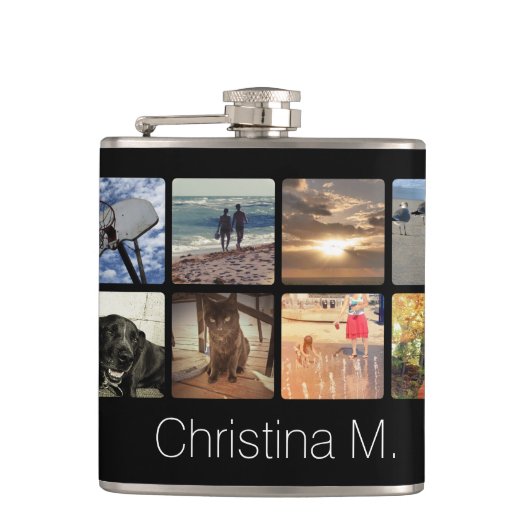 Aangepast multi-foto Afbeelding collage Heupfles (Voorkant)