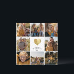 Aangepast, multi-fotoserie - Keepasje Gold Heart<br><div class="desc">Moderne,  eenvoudige elegante fotocollage in een rasterlay-out met een gouden hart en een aangepast bericht van uw familie.</div>