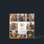 Aangepast, multi-fotoserie - Keepasje Gold Heart<br><div class="desc">Moderne,  eenvoudige elegante fotocollage in een rasterlay-out met een gouden hart en een aangepast bericht van uw familie.</div>