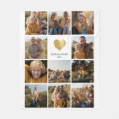 Aangepast, multi-fotoserie - Keepasje Gold Heart Fleece Deken (Voorkant)